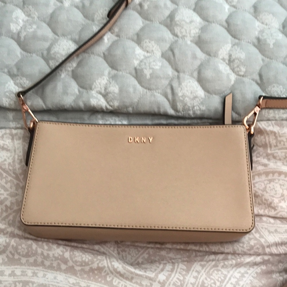 DKNY rose gold and light pink purse
